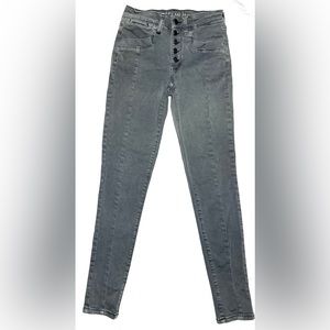 Size 4 grey high waist no zipper just buttons skinny Jean super cute gently used